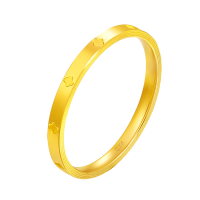 周大福四叶草素圈足金黄金戒指女(工费:160计价)EOF1296生日礼物