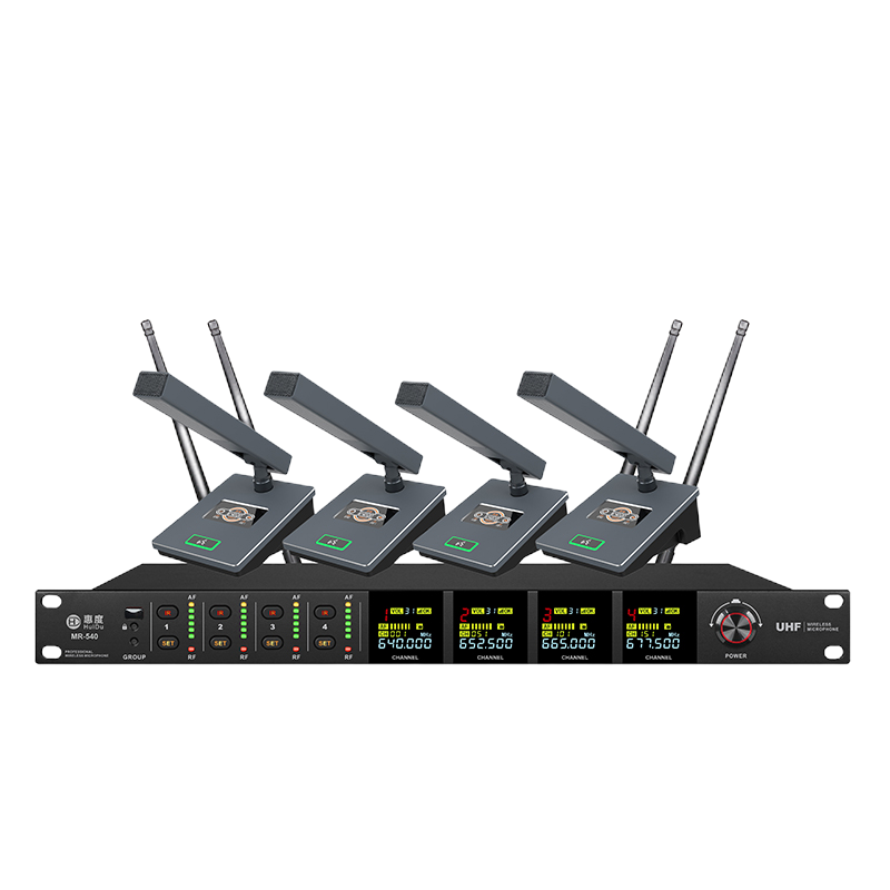 惠度(HuiDu)MR-540专业无线一拖四麦克风会议室培训多媒体舞台演出家庭KTV话筒抗干扰U段领夹款麦克风