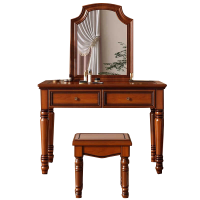 美式乡村复古实木梳妆台小户型卧室现代简约化妆桌简约妆台妆凳