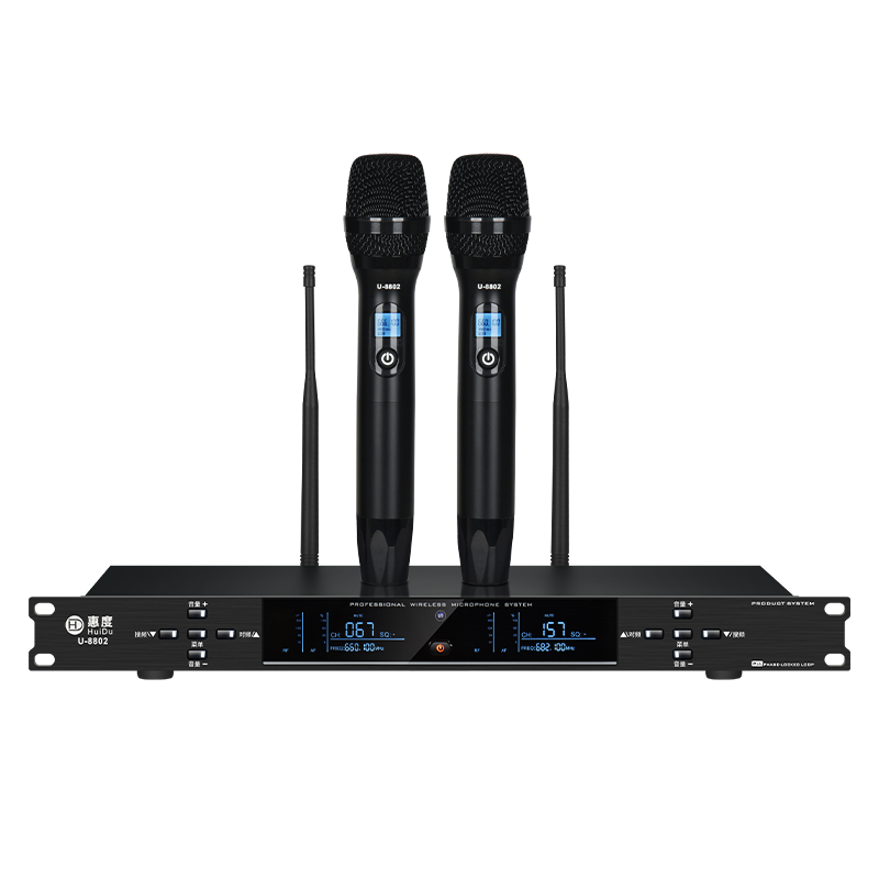 惠度(HuiDu)U-8801专业真U段可调频一拖二无线话筒会议主持演出KTV麦克风银色