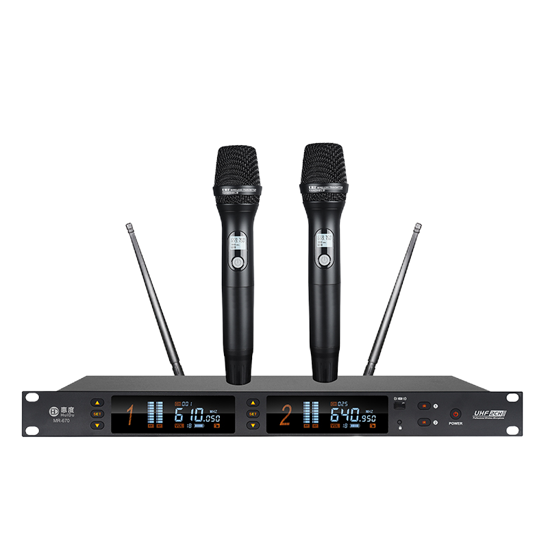 惠度(HuiDu)MR-670专业无线一拖二麦克风会议室培训多媒体舞台演出话筒抗干扰U段麦克风头戴款
