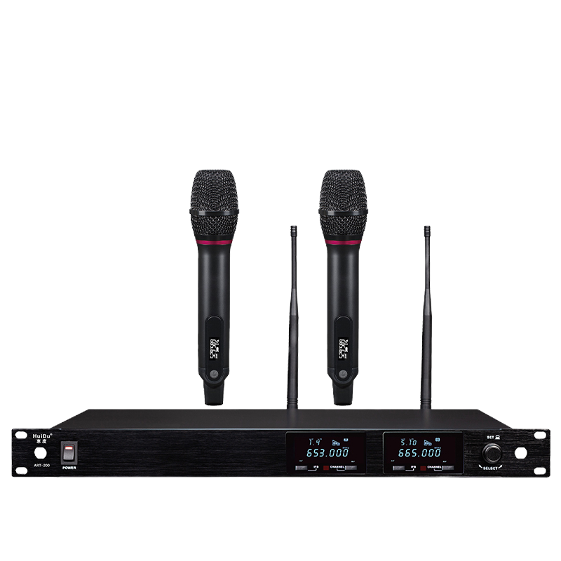 惠度(HuiDu)ART-200S专业无线一拖二话筒真分集ID数字编码会议话筒扫频抗干扰麦克风手持款