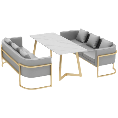 质凡休闲洽谈商用卡座沙发桌椅组合 六人组合