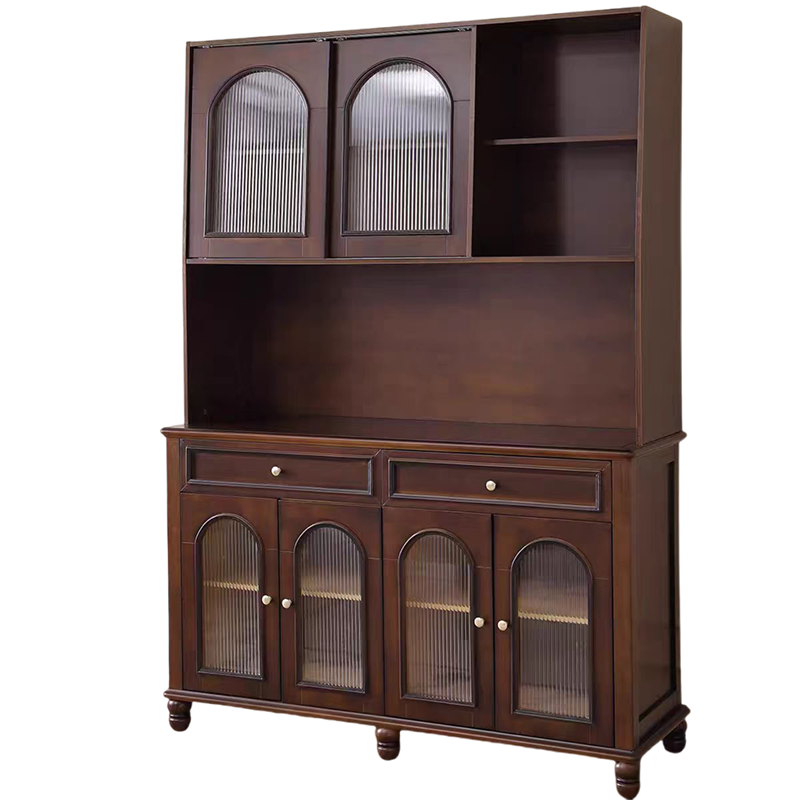 全实木酒柜家用客厅靠墙储物柜酒柜法式中古风餐边柜组合