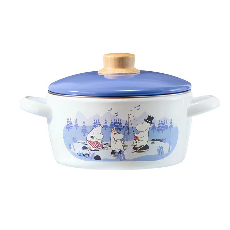 FUJIHORO日本进口富士姆明moomin珐琅锅搪瓷锅宝宝辅食小奶锅汤锅 双耳汤锅20CM3L汤锅