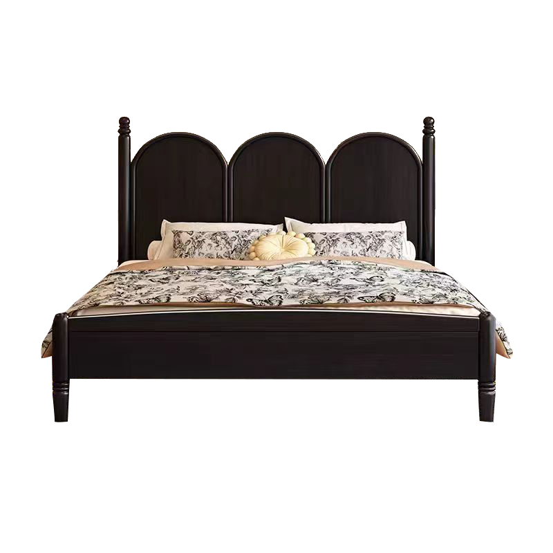 北欧复古全实木床现代简约1.8米主卧双人床1.5米法式中古小户型床