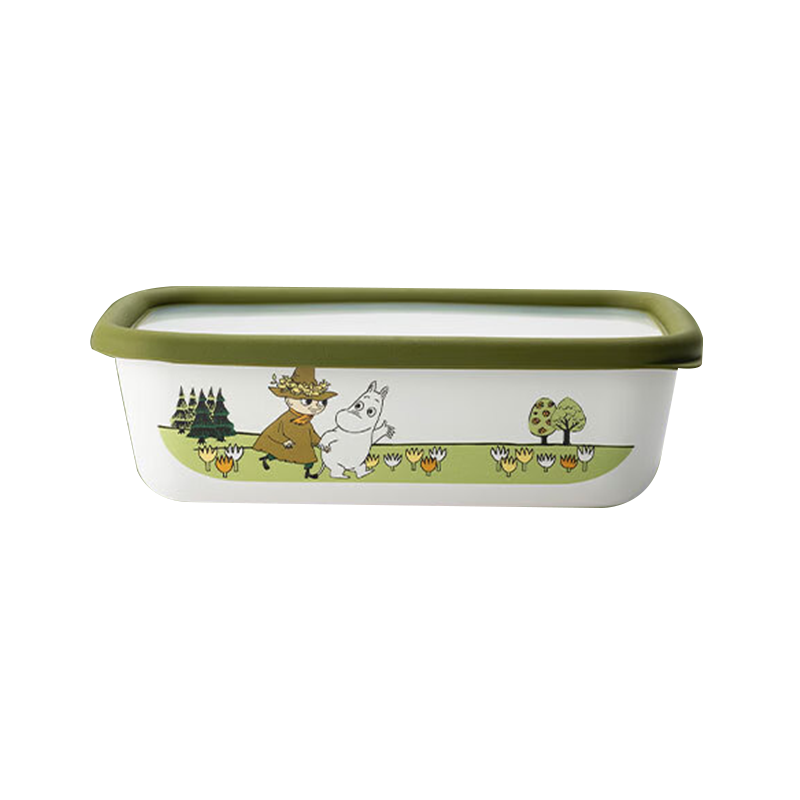 FUJIHORO 日本进口珐琅保鲜盒饭盒便当盒储藏盒带盖搪瓷姆明联名款 姆明保鲜盒大号 1.13L