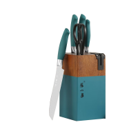 张小泉刀具套装厨房六件套家用全套不锈钢菜刀切片刀水果刀小厨刀砍骨刀 厨具套装 带磨刀器赠菜板