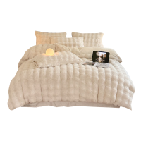 雅鹿兔毛暖绒四件套 冬季加厚保暖床单被套 亲肤抗静电双人床上用品