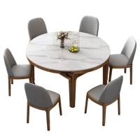 伟樽岩板餐桌可伸缩120*120*75cm+椅子*6套