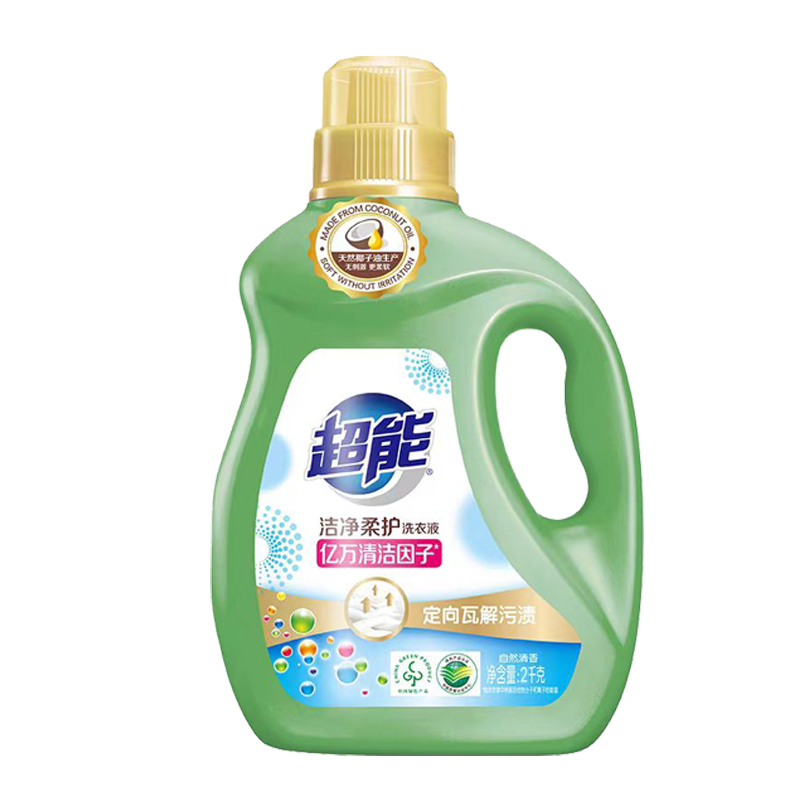 超能洗衣液洁净柔护4斤装深层去污渍柔软亲肤自然白花清香家庭装