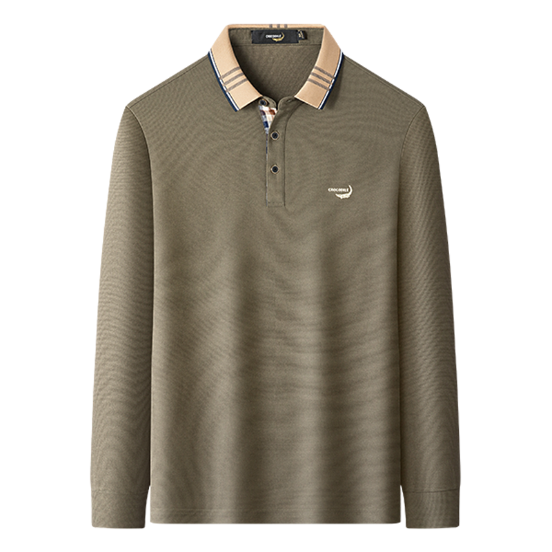 鳄鱼恤CROCODILE 男士秋冬商务弹力柔软亲肤长袖POLO衫