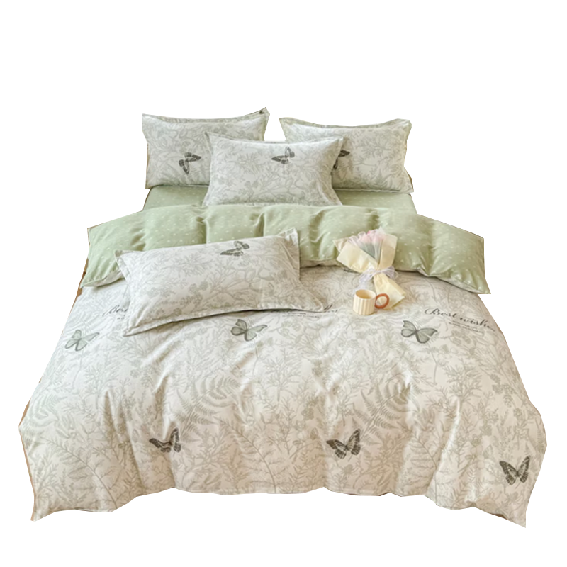 多奇曼贡棉磨毛印花四件套PH-T2600 被套/200*230cm 花色:玫瑰蝶影