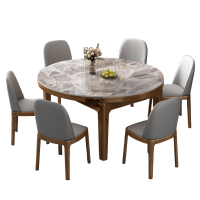 伟樽岩板餐桌可伸缩150*150*75cm+椅子*10套