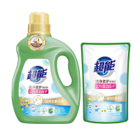 超能洗衣液洁净柔护装深层去污渍柔软亲肤自然白花清香家庭装