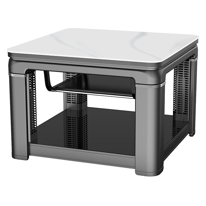 富炬升降电暖桌正方形多功能电暖炉家用四面烤火桌子岩板取暖桌电炉电烤桌 超凡白面隐形电磁炉80