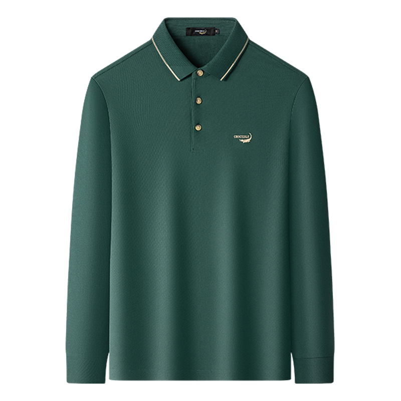 鳄鱼恤CROCODILE 男士商务百搭全棉舒适刺绣长袖POLO衫
