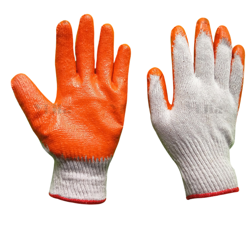 翌嘉YJ40621008平胶手套七针棉纱线浸胶手套耐磨防滑劳保手套