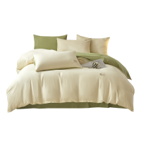 雅鹿全棉拼色简约四件套 纯棉透气被套床单