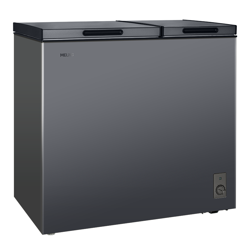 美菱218升大容量家用商用双用双箱顶开双开门冷柜一级能效冷藏冷冻卧式节能小冰柜BCD-218DTCX灰国家补贴218L