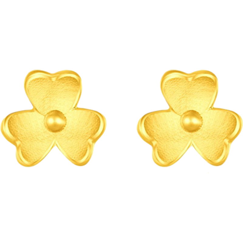 Alice 足金耳钉 甜美可爱女士无镶嵌黄金耳饰 O0300012