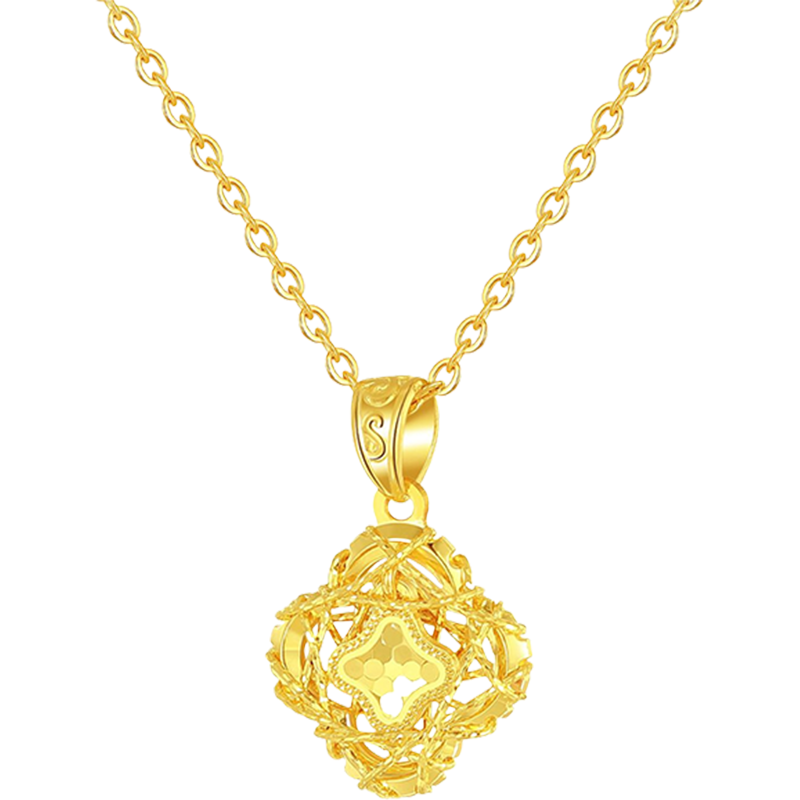 Alice爱丽丝珠宝 足金999金丝四叶草女式灵动吊坠 U0200009