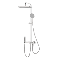 九牧(JOMOO)淋浴花洒套装一体式小牧卫浴自洁除垢增压家用带顶喷淋浴器全套MQB4100镀铬+大置物台+顺丰