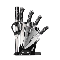 张小泉刀具套装七件套正宗家用厨具全套不锈钢菜刀切片刀厨房多用砍骨刀 亚克力通风刀座 赠菜板