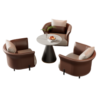 智叶舟接待洽谈沙发组合单人位*3+圆桌套