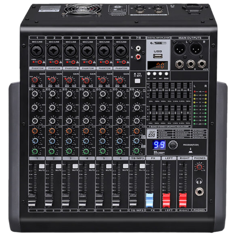 润普Runpu RP-TY6S-G350W 专业调音台功放一体机6路多功能调音台350W大功率功带2路立体声QY