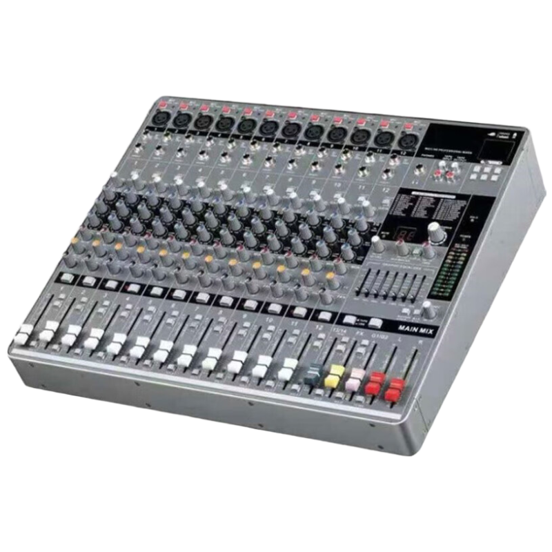 润普Runpu 国产化专业调音台舞台演出视频会议本地扩音48V幻象电源12路通道多功能模拟调音台RP-MTY8012