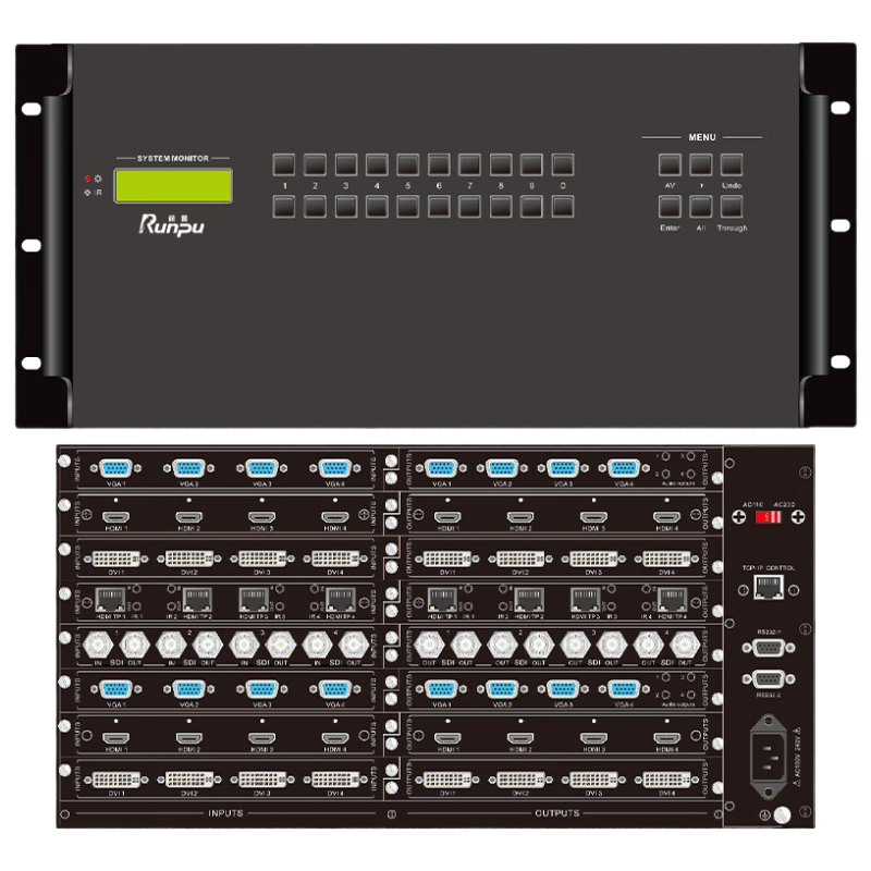 润普Runpu国产化音视频会议系统 高清无缝混合矩阵切换器 32进32出矩阵机箱RP-JZ-JX2424