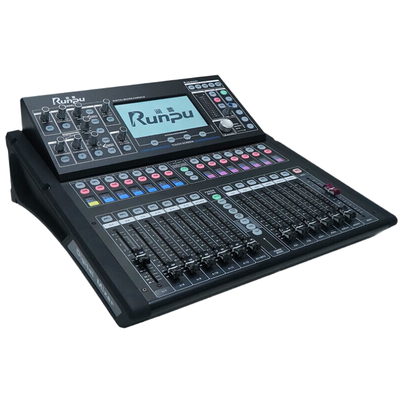 润普Runpu 专业数字调音台带触摸屏16路远程控制带网线接口电脑软件PC控制16路数字调音台RP-TYS16