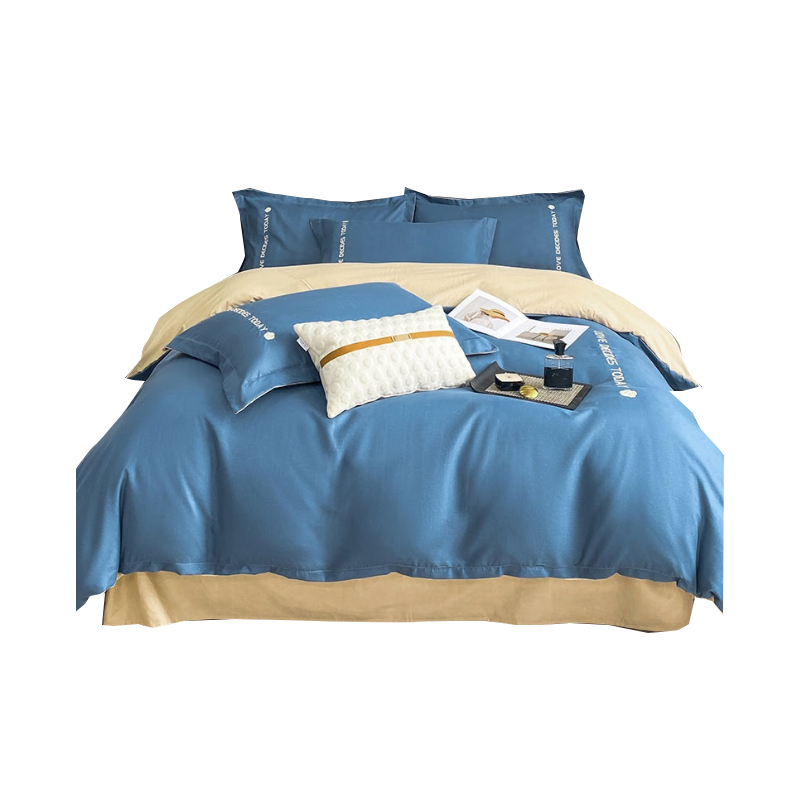 雅鹿 YLLP01亲肤刺绣磨毛四件套 宾利蓝