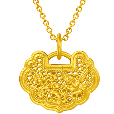 周大福传承系列黄金寓意喜上眉梢足金黄金吊坠(工费860)计价F222729