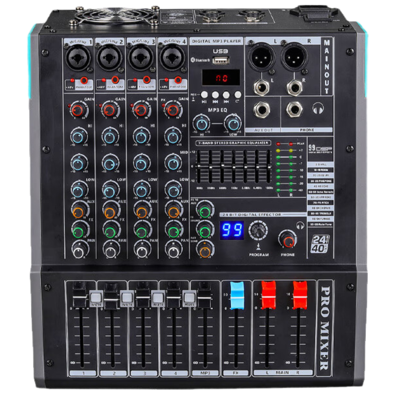 润普Runpu RP-TY4-G200W专业调音台功放一体机4路调音台200W大功率功放多功能MP3播放器带录音功能QY