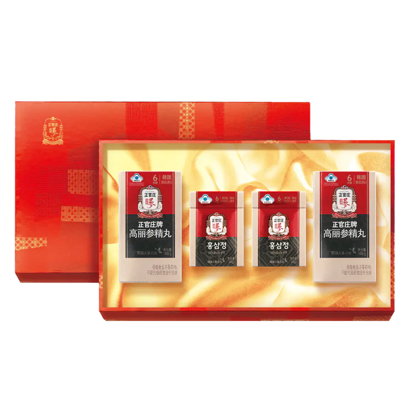 正官庄茶叶礼盒组合装高丽参精丸168g*2盒参膏30g*2盒