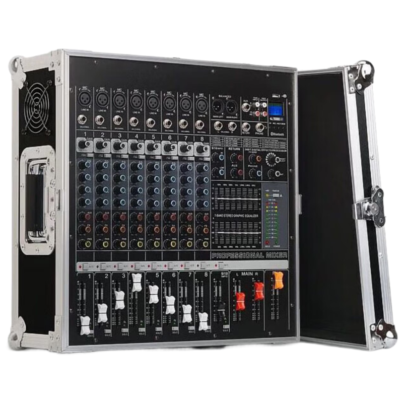 润普Runpu 国产化专业调音台功放一体机9路航空箱式大功率500W带MP3内置效果器带编组幻象供电RP-T9-G500