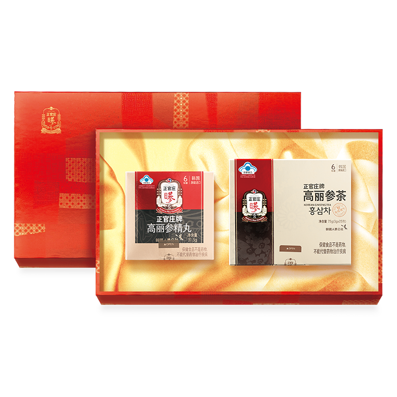 正官庄茶叶礼盒即泡即饮组合装高丽参精丸31.5g参茶3g*25包