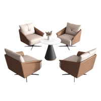 智叶舟会客沙发组合单人位*4+圆桌60套