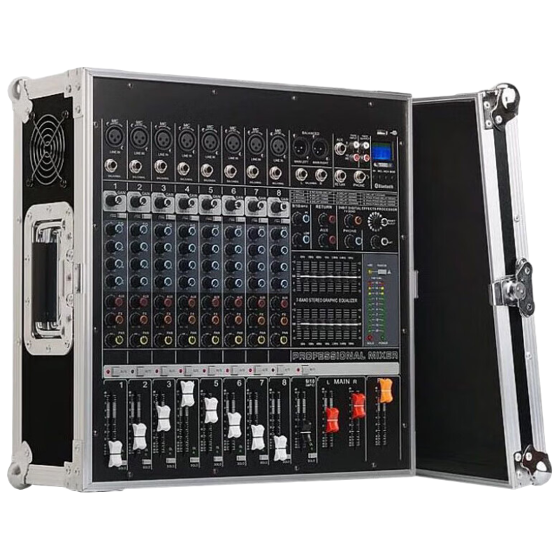 润普RunpuRP-T9-G250 国产化专业调音台功放一体机9路航空箱式大功率250W带MP3内置效果器带编组幻象供电