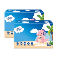 清风抽纸3层100抽6包2提卡通湿水不易破原生木浆BR40AB