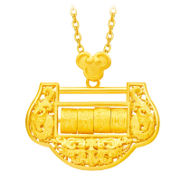 周大福 镂空岁岁平安锁包 足金黄金吊坠(工费660元计价)F217234