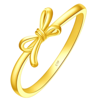 周大福 珠宝首饰 简约蝴蝶结 足金黄金戒指计价 (工费:120元) EOF858
