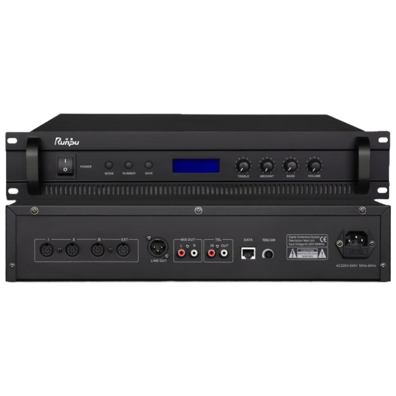 润普Runpu 会议音频扩声手拉手系统专业有线手拉手麦克风会议系统主机RP-YCL9-9619Y