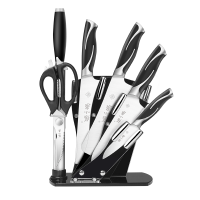 张小泉刀具套装家用全套不锈钢菜刀切片刀砍骨刀锋利厨具套刀厨房七件套 亚克力通风刀座 赠菜板