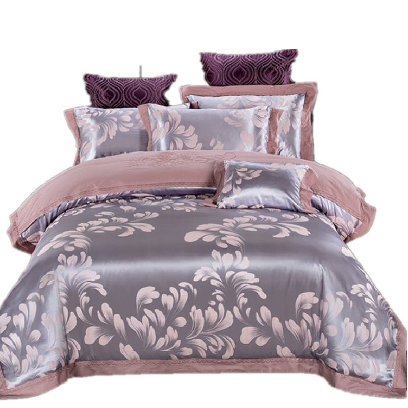 多奇曼贡缎提花绣花四件套PH-T2327 被套/200*230cm 花色:叶语浪漫-浅紫