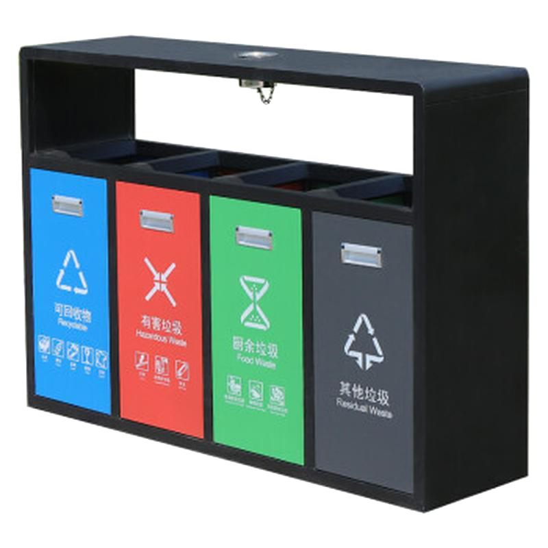 户外四分类垃圾桶 大号镀锌钢板物业小区 街道商用城市环卫果皮箱127*36*90cm 单位/个