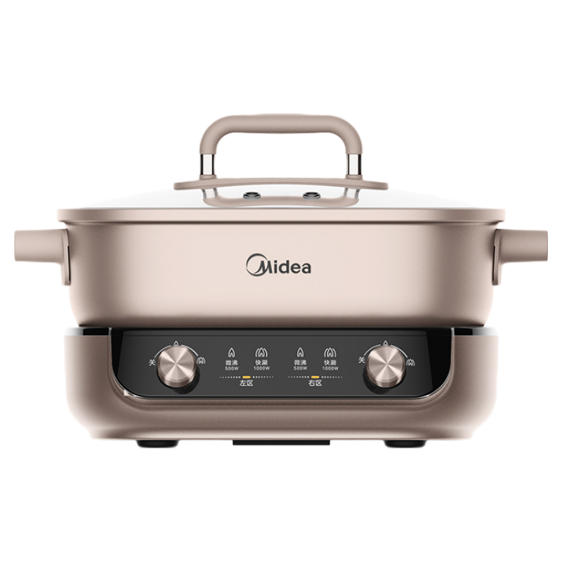 美的(Midea)电火锅MC-HGS303015分体式鸳鸯锅 电煮锅多功能锅3分06秒分区电热锅6.5L多用途锅