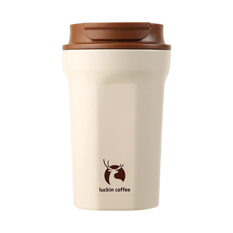 瑞幸咖啡保温杯340ml便携双饮咖啡杯双饮杯拿铁棕RX0034
